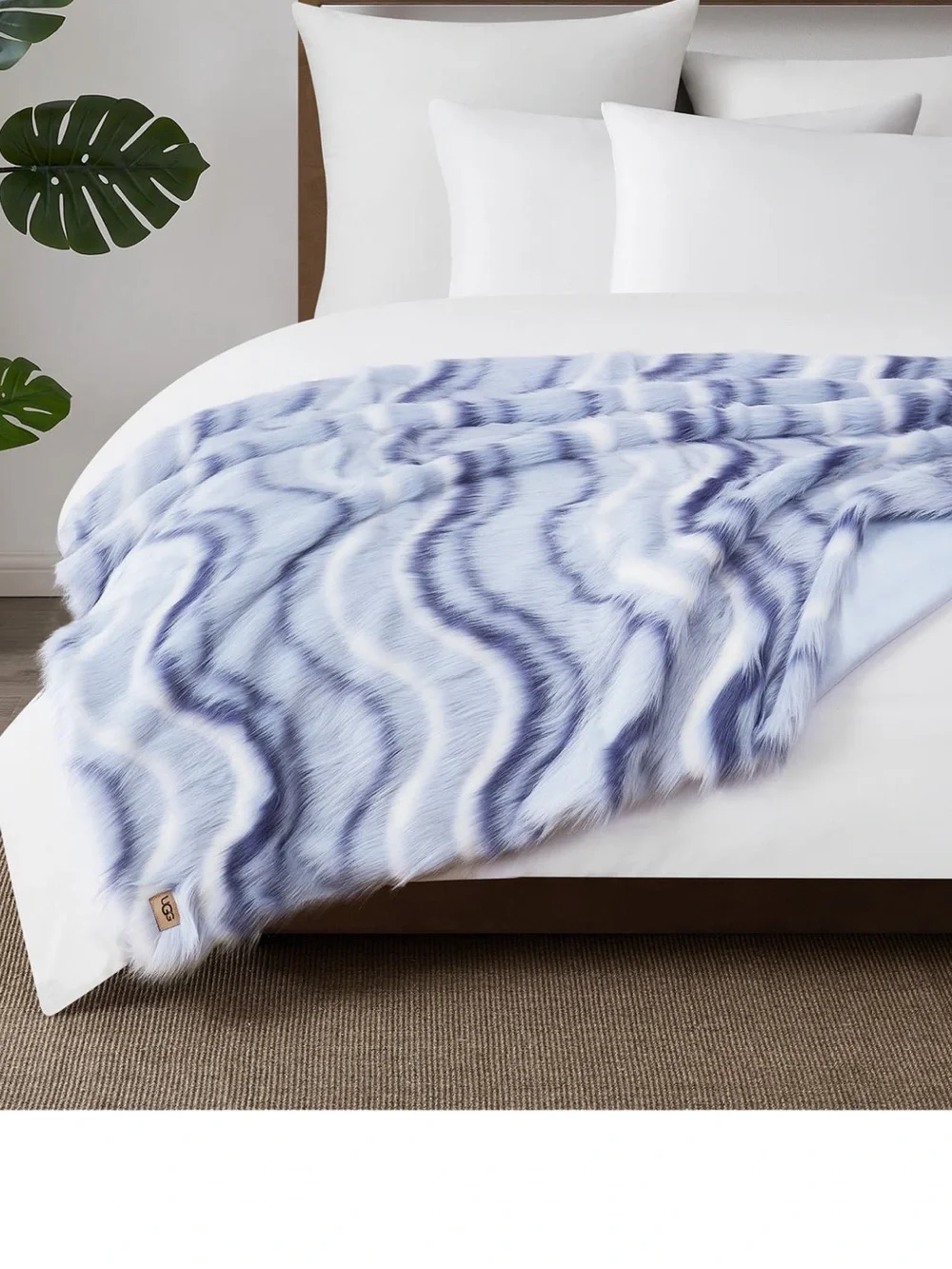 UGG Pale Blue & Periwinkle Faux Fur Throw